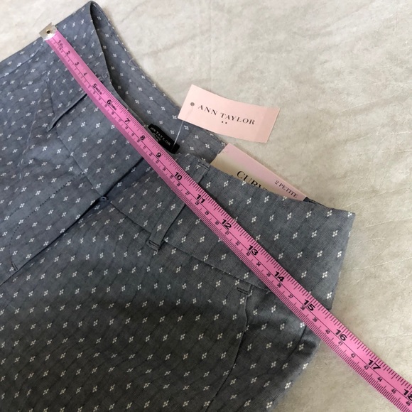 Ann Taylor Women's Curvy Cropped Leg Trouser Pants Gray White Diamond Size 2P - Picture 8 of 14